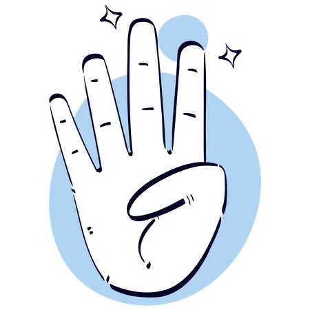 Four Finger Hand Gesture  Illustration