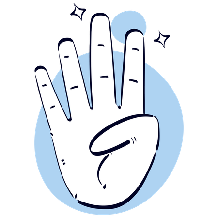 Four Finger Hand Gesture  イラスト