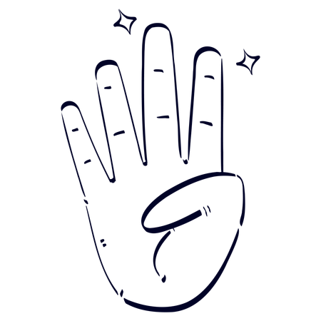 Four Finger Hand Gesture  イラスト
