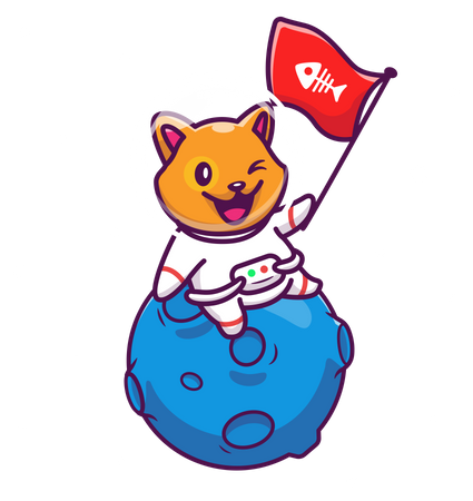 Fox astronaut holding falg  Illustration