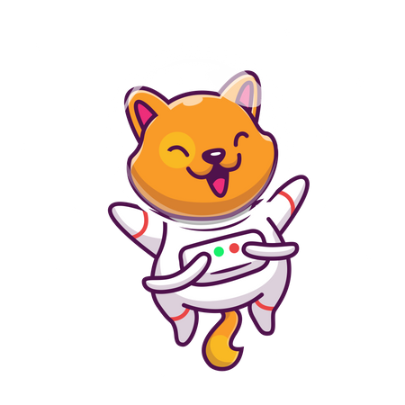 Fox astronaut in zero gravity Illustration