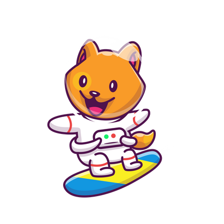 Fox astronaut on skateboard Illustration
