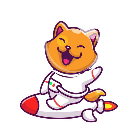 Fox astronaut sitting on rocket Illustration