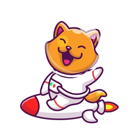 Fox astronaut sitting on rocket  Illustration