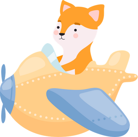 Fox flying plane  Illustration