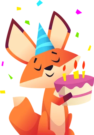 Fox holding cake Illustration