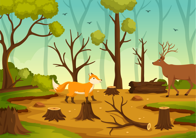 Fox inside jungle  Illustration