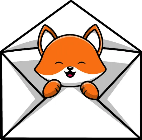 Fox On Envelope  Illustration