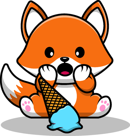 Fox Panic With Ice Cream On Floor  Illustration