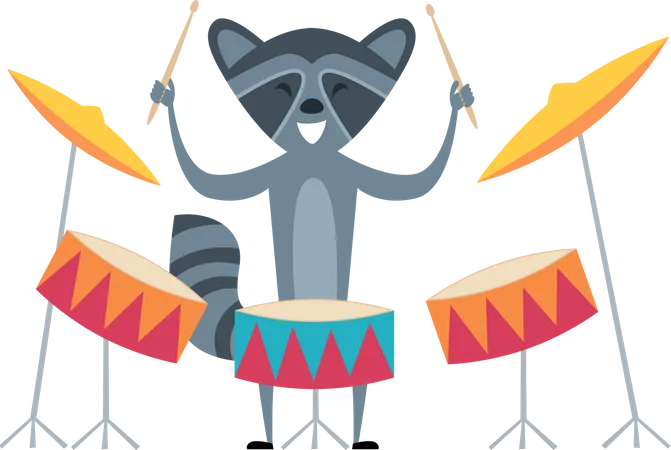Fox playing drums  Illustration