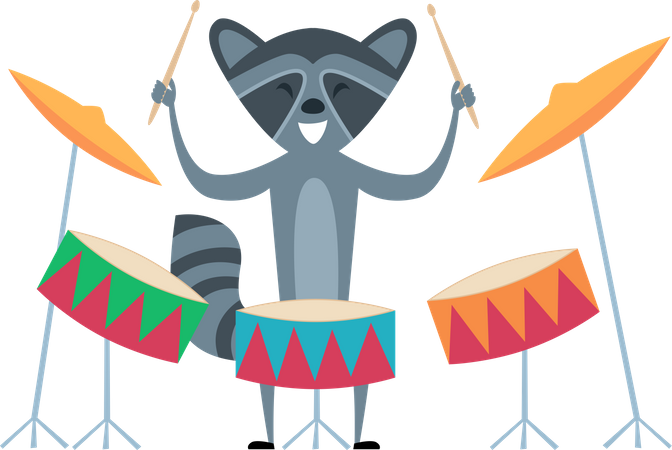 Fox playing drums Illustration