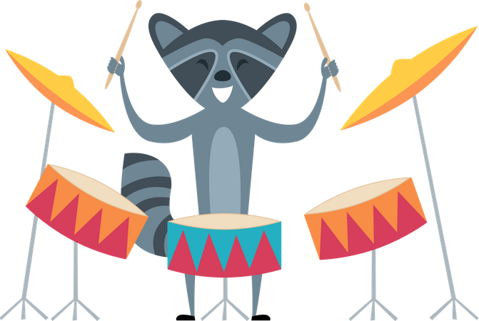 Fox playing drums  Illustration