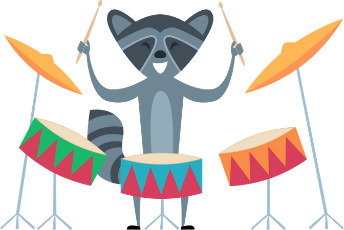 Fox playing drums  Illustration