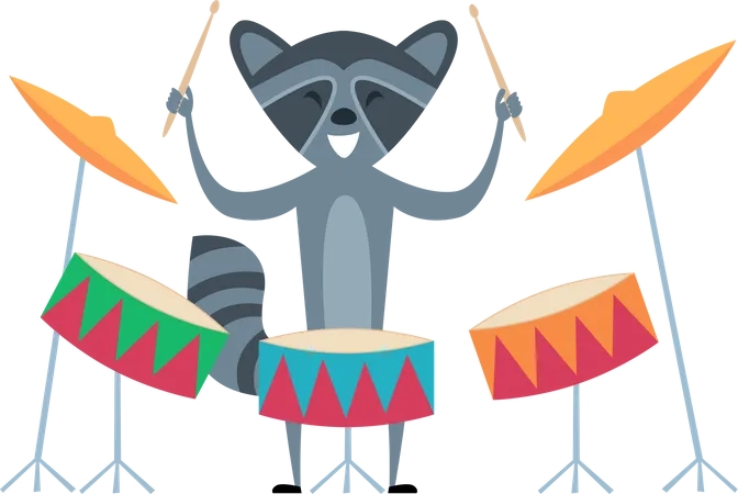 Fox playing drums  Illustration