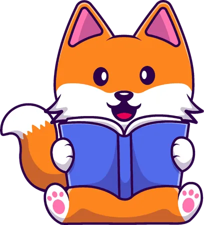 Fox Reading Book  Illustration