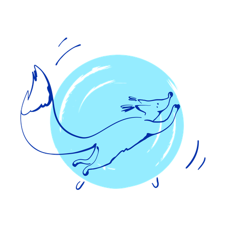 Fox running in wheel  Illustration