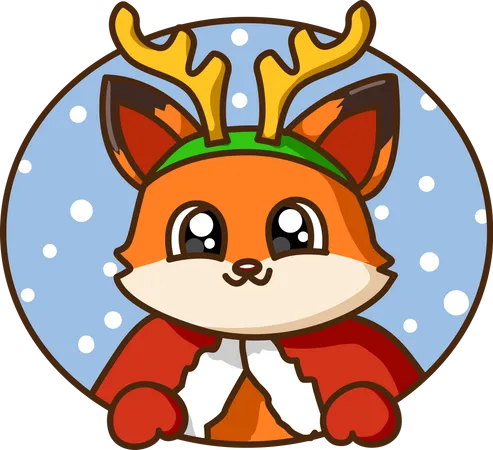 Fox wearing Christmas costume Illustration