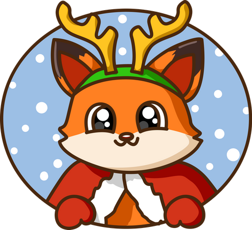 Fox wearing Christmas costume  Illustration