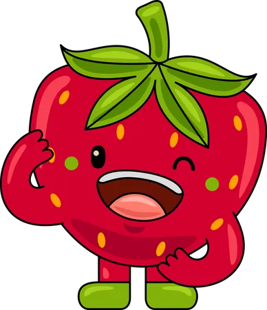 Mascotte de fraise avec un clin d'œil  Illustration