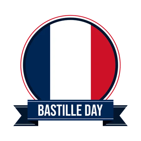 France Bastille Day Badge Illustration