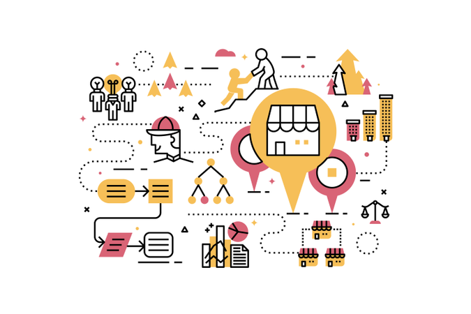 Franchise business line icons illustration  Illustration