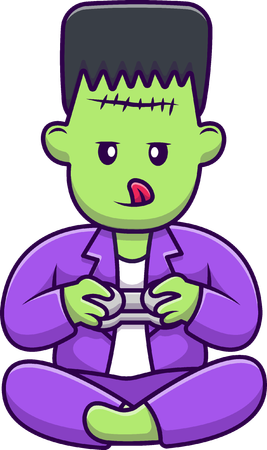 Frankenstein jouant à la console de jeu  Illustration