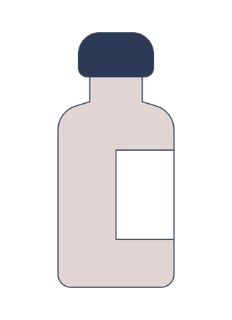 Frasco cosmético com tampa escura e rótulo em branco  Ilustração