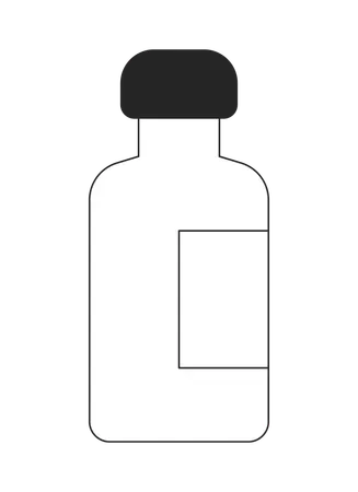Frasco cosmético com tampa escura e rótulo em branco  Ilustração