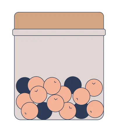 Tarro transparente lleno de bayas secas  Ilustración