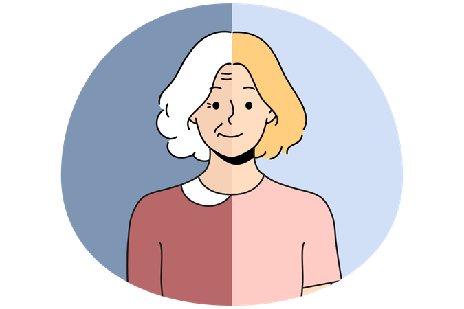 Alterungsprozess der Frau  Illustration