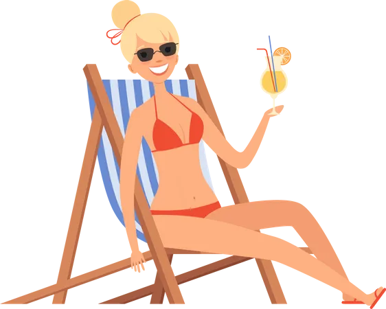 Frau am Strand  Illustration