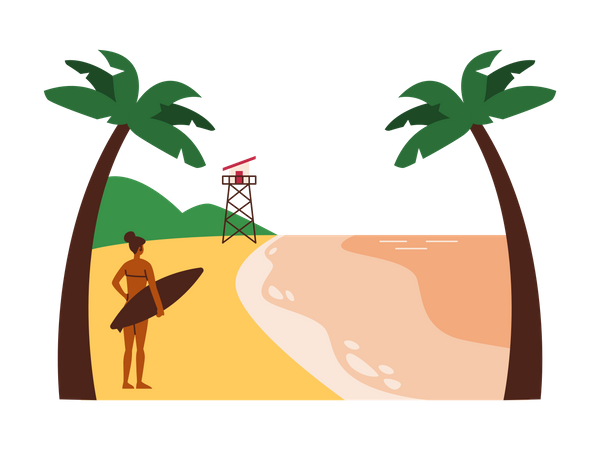 Frau am Strand  Illustration