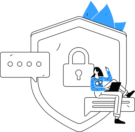 Frau analysiert Datensicherheit  Illustration