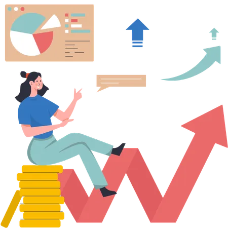 Frau analysiert Finanzwachstum  Illustration