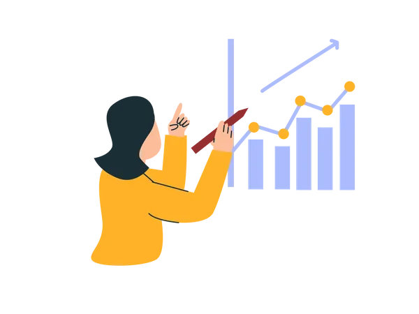 Frau analysiert Finanzwachstum  Illustration