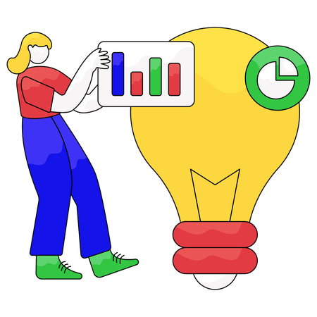 Frau analysiert Geschäftsidee  Illustration