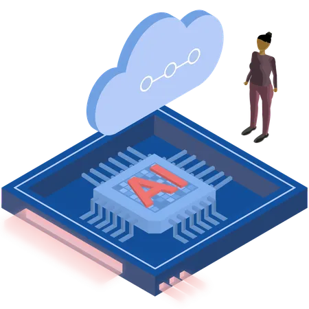 Frau analysiert KI-Chip-Technologie  Illustration