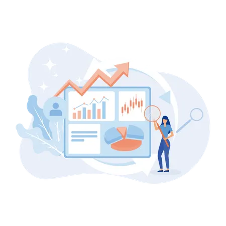 Frau analysiert Markttrends  Illustration