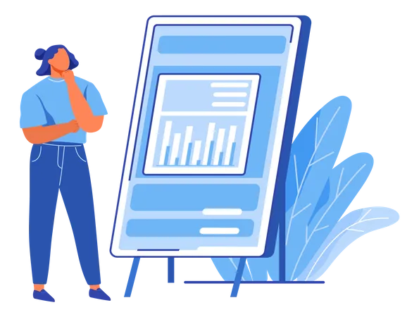 Frau analysiert Statistiken  Illustration