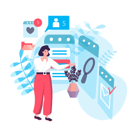 Weibliche Analystin als Forschungsstatistik  Illustration