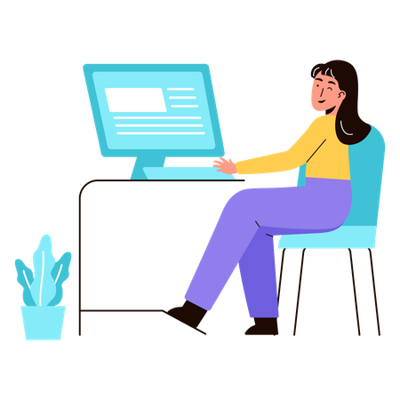 Frau arbeitet am Computer  Illustration