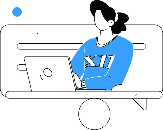 Frau arbeitet am Laptop  Illustration