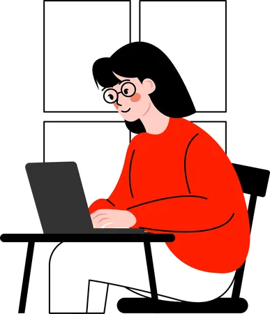 Frau arbeitet am Laptop  Illustration