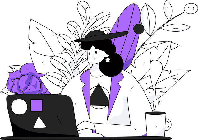 Frau arbeitet am Laptop  Illustration