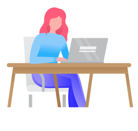 Frau arbeitet am Laptop  Illustration