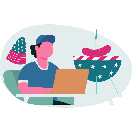 Frau arbeitet am Laptop  Illustration