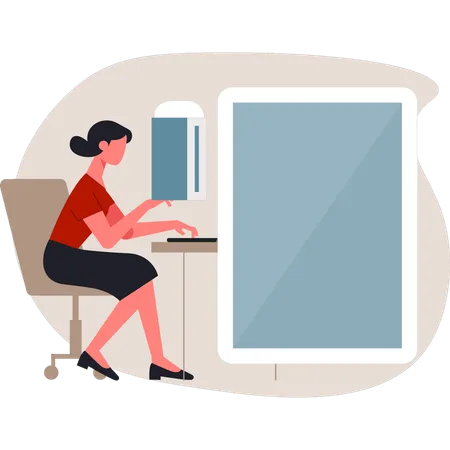 Frau arbeitet am Laptop  Illustration