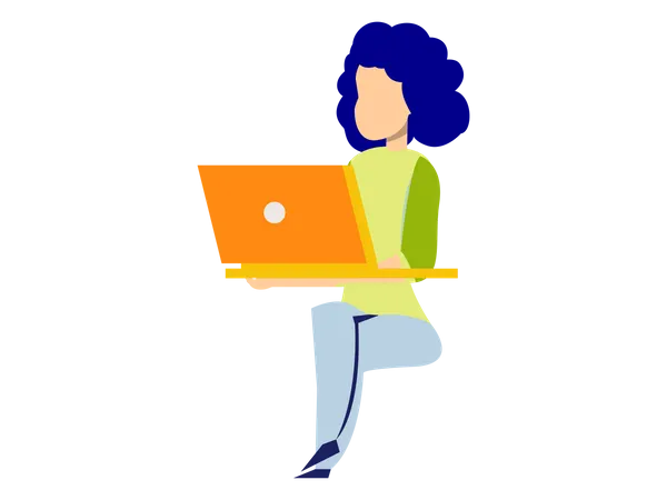 Frau arbeitet am Laptop  Illustration