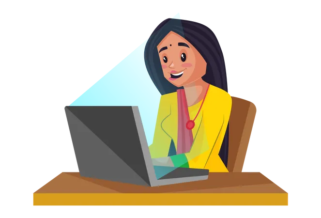 Frau arbeitet am Laptop  Illustration