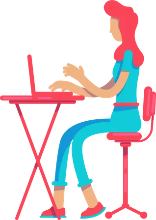 Frau arbeitet am Laptop  Illustration